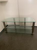 Modern glazen tv-meubel met kabelmanagement, Huis en Inrichting, Kasten | Televisiemeubels, Ophalen, Gebruikt, 100 tot 150 cm