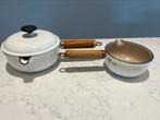 2 steelpannetjes, Le Creuset La Mama 14 en 17 cm, Gietijzer, Ophalen of Verzenden, Zo goed als nieuw, Keramische plaat