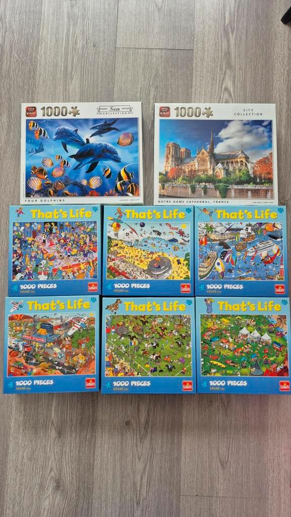 8 Puzzels - 1000 stukjes - Nieuw/Zo goed als nieuw, Hobby en Vrije tijd, Denksport en Puzzels, Nieuw, Legpuzzel, 500 t/m 1500 stukjes