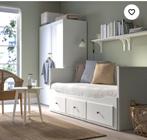 IKEA Hemnes bed Bedbank met 3 lades, wit, 80x200 cm, 80 cm, Eenpersoons, Wit, Zo goed als nieuw