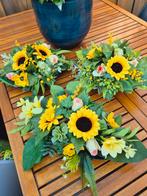 Zijde tafelstukje bloemstuk met zonnebloemen, Huis en Inrichting, Woonaccessoires | Kunstplanten en Kunstbloemen, Ophalen of Verzenden