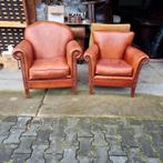 2 Chesterfield Bendic fauteuils cognac bruin + BEZORGING, Huis en Inrichting, Fauteuils, Gebruikt, Leer, Ophalen of Verzenden
