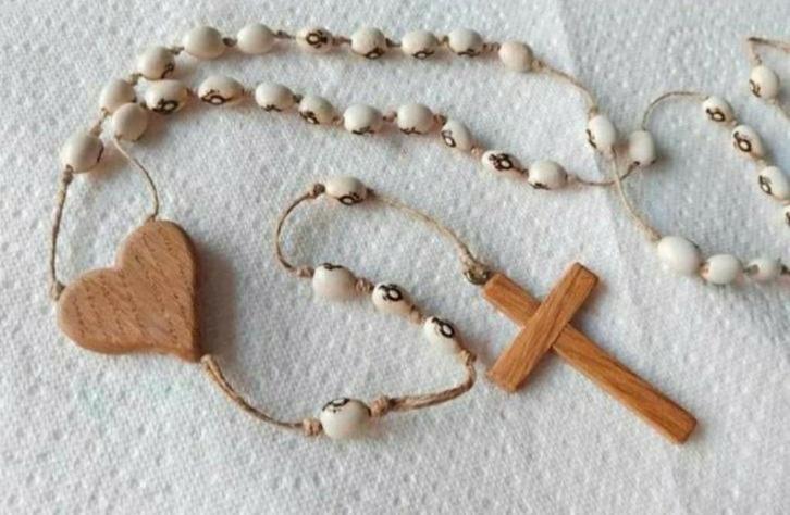 Vintage Rozenkrans, Heilig Boontje - Handgemaakt., Antiek en Kunst, Antiek | Religie, Ophalen of Verzenden