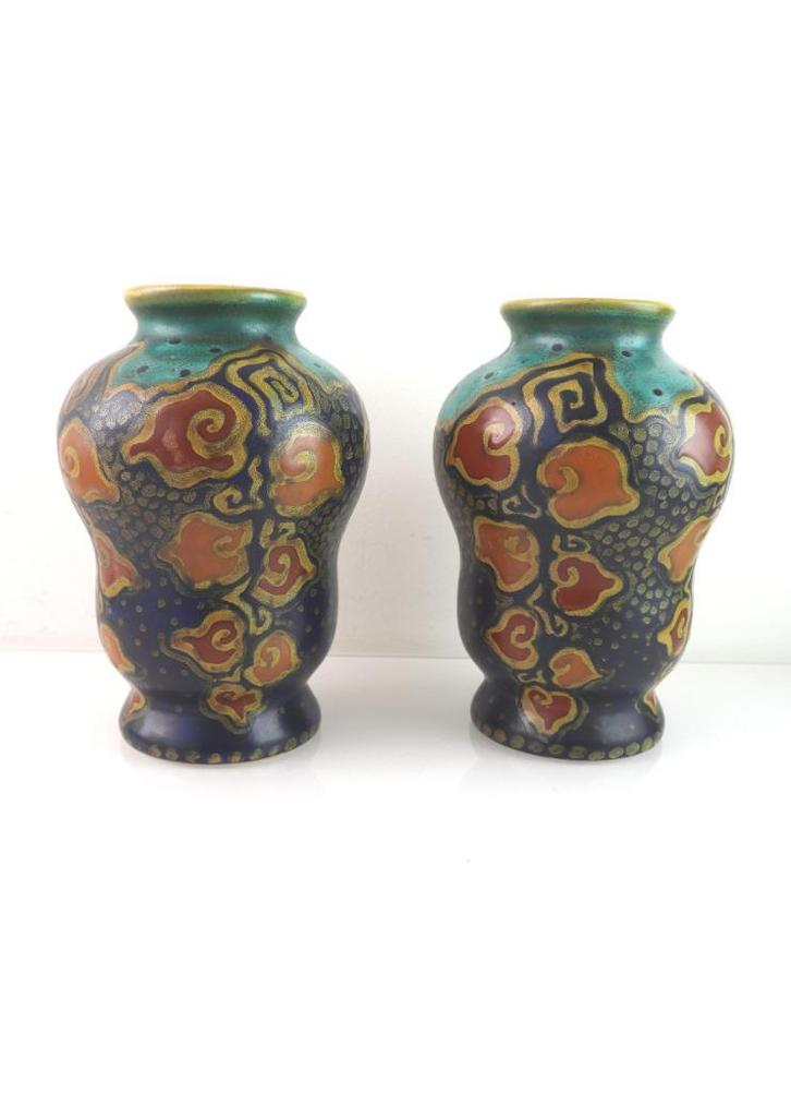 Set plateel plazuid vazen 1920., Antiek en Kunst, Antiek | Keramiek en Aardewerk, Ophalen of Verzenden