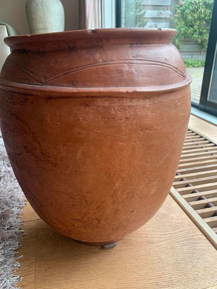 Handgemaakte pot, bruin, Huis en Inrichting, Keuken | Potten en Pannen, Pot, Bus of Blik, Overige materialen, Ophalen of Verzenden