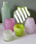 DUTZ Vazen - Fleurige set van 5 - Bubbles groen/roze, Overige kleuren, Ophalen of Verzenden, Minder dan 50 cm, Glas