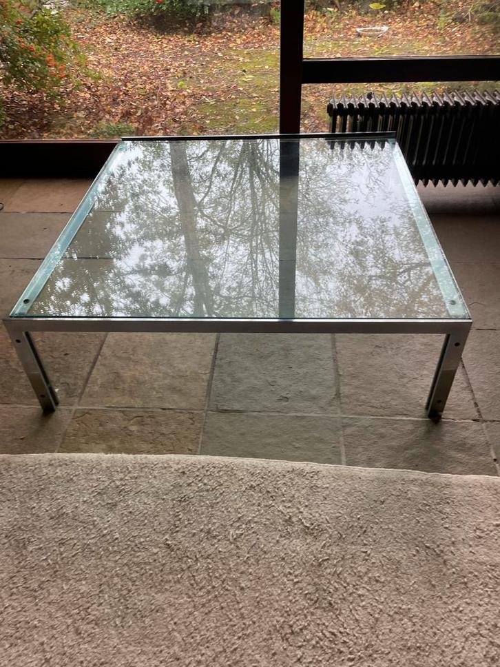 Glazen Salontafel Metaform, Huis en Inrichting, Tafels | Salontafels, Gebruikt, Minder dan 50 cm, 50 tot 100 cm, 100 tot 150 cm