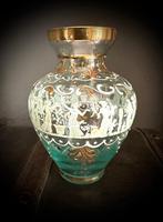 Antiek Italiaans glas vaas goud wit blauw vaasje curiosa, Antiek en Kunst, Verzenden