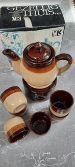 8-delig bruin beige retro Keramisch Theeservies, Huis en Inrichting, Ophalen of Verzenden, Keramiek, Overige stijlen, Overige typen