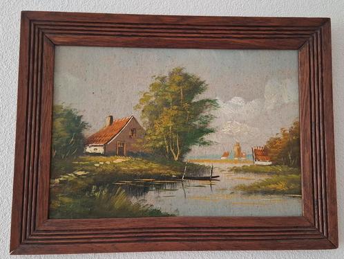 Landschapsschilderij met Houten Lijst, Antiek en Kunst, Kunst | Schilderijen | Klassiek, Ophalen