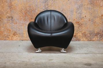 ZGANieuw! zwarte leren Leolux Papageno design fauteuil beschikbaar voor biedingen