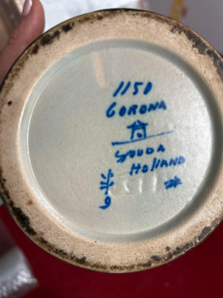 Gouda Corona Vaas en dekselpot., Antiek en Kunst, Antiek | Wandborden en Tegels, Ophalen of Verzenden