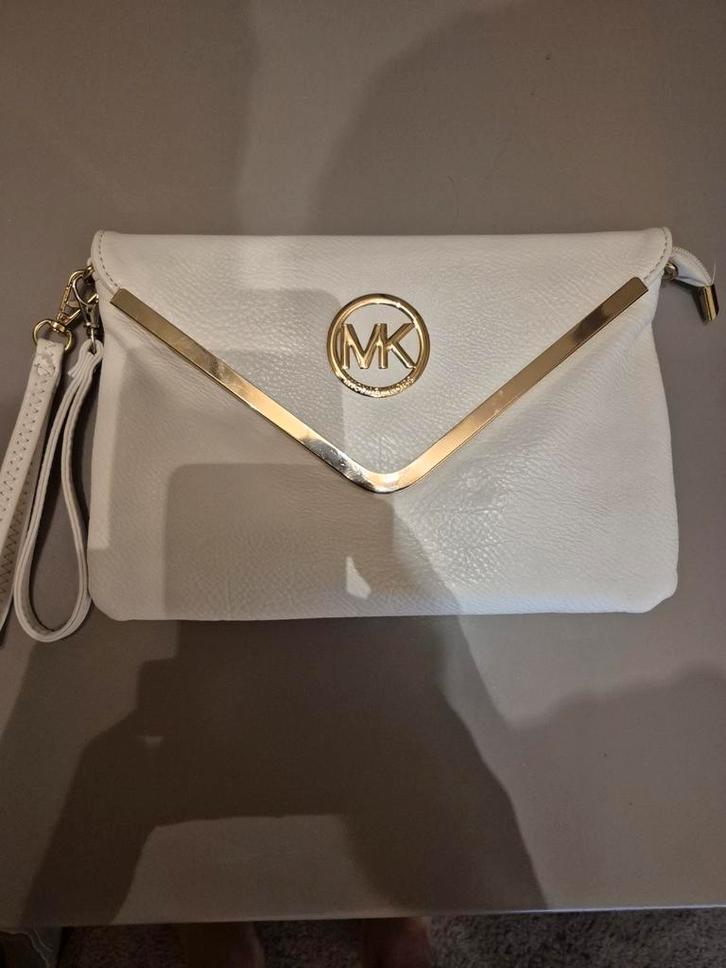 Michael Kors Clutch - Wit, Sieraden, Tassen en Uiterlijk, Tassen | Damestassen, Zo goed als nieuw, Avondtasje, Wit, Ophalen of Verzenden