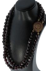 Granaat antieke robuuste ketting dames 14k gouden slot fraai, Ophalen of Verzenden, Goud, Ketting, Met edelsteen