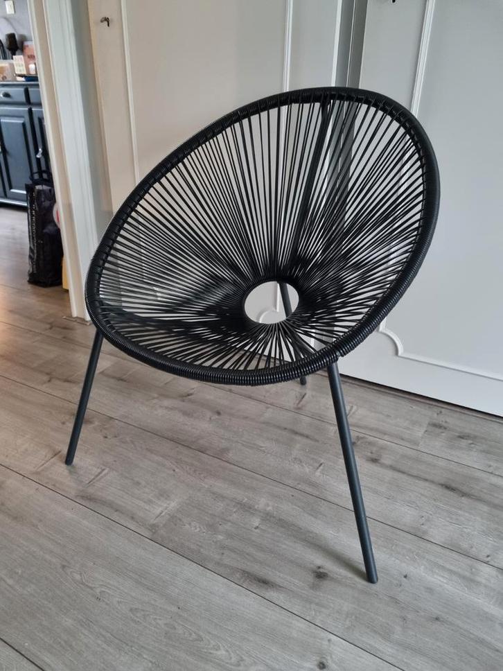 Zwarte Draadstoel - Modern Design, Huis en Inrichting, Stoelen, Zo goed als nieuw, Eén, Kunststof, Metaal, Zwart, Ophalen