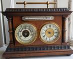 antieke bureauklok met barometer en thermometer, Antiek en Kunst, Antiek | Klokken, Ophalen of Verzenden