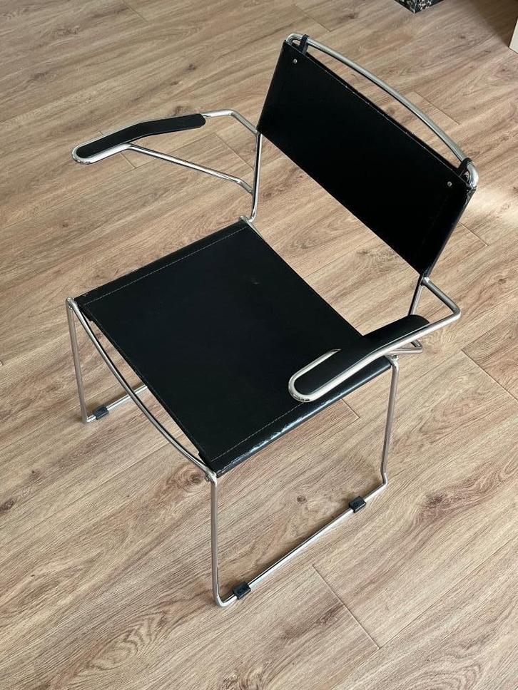 Arrben Italy stoel, Huis en Inrichting, Stoelen, Gebruikt, Eén, Leer, Metaal, Zwart, Ophalen