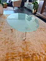 Rolf Benz salontafel - geslepen glas op wielen, Ophalen, Gebruikt, 100 tot 150 cm, 50 tot 100 cm