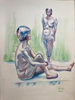 Acryl schilderij naar naakt model, Antiek en Kunst, Ophalen of Verzenden