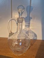Glazen karaf met stop en gravure - 20 cm, Antiek en Kunst, Antiek | Glas en Kristal, Ophalen of Verzenden