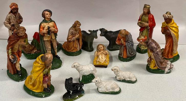 Antieke kerstgroep. Gips., Diversen, Kerst, Gebruikt, Ophalen