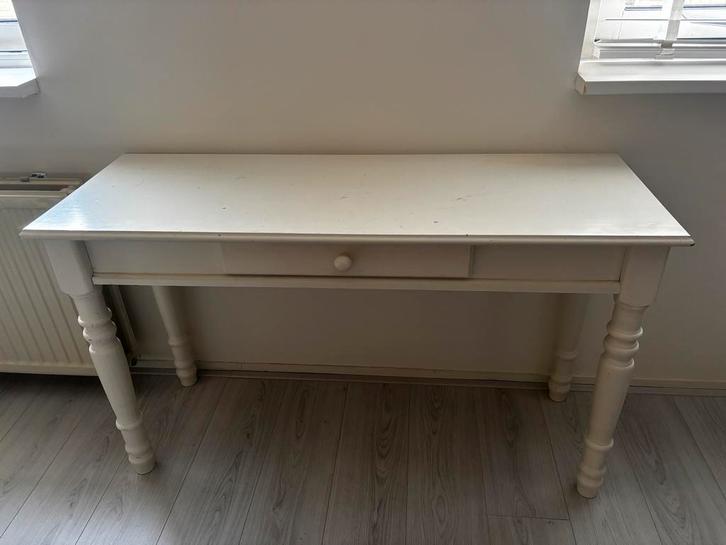 Wit Sidetable met Lade, Huis en Inrichting, Tafels | Sidetables, Gebruikt, 25 tot 50 cm, 100 tot 150 cm, Rechthoekig, Ophalen