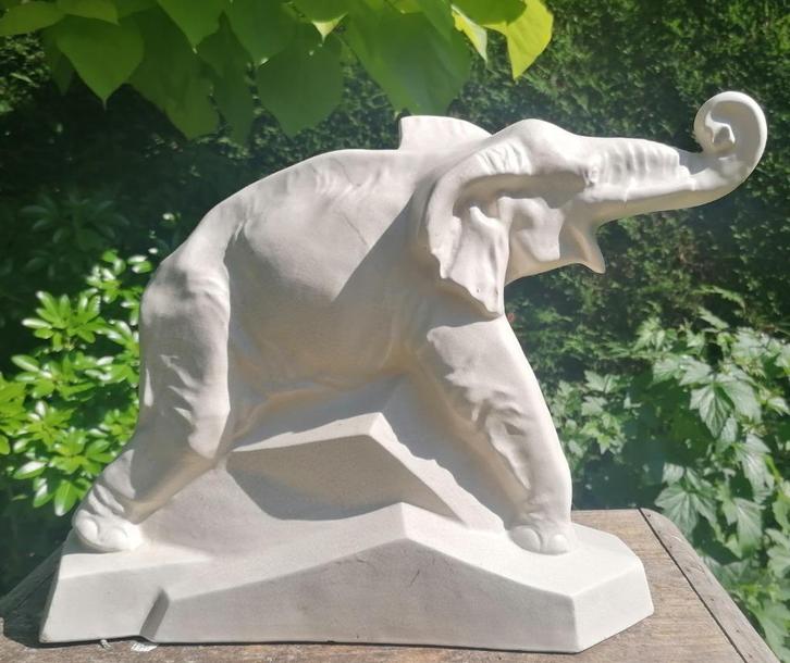 Aardewerk olifant "Dolly", art deco  Craquelé, Antiek en Kunst, Antiek | Keramiek en Aardewerk, Verzenden