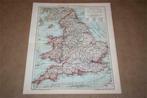 Originele oude kaart Engeland en Wales - circa 1905 !!, Boeken, Atlassen en Landkaarten, Gelezen, Ophalen of Verzenden