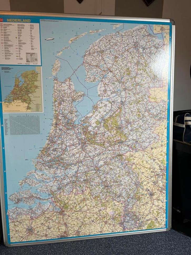 Grote Nederland Wandkaart, Boeken, Atlassen en Landkaarten, Zo goed als nieuw, Landkaart, Nederland, 2000 tot heden, Ophalen of Verzenden