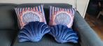 4x Blokker Schelp Kussens - Nieuwstaat!, Ophalen of Verzenden, Nieuw, Blauw, Overige vormen