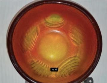 Vintage Orange Glass Bowl textured exterior fruit shapes 10 beschikbaar voor biedingen