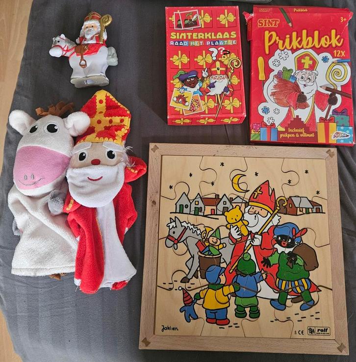 Sinterklaas Pakket - Puzzel, Handpoppen, Memory, Prikblok, Diversen, Sinterklaas, Zo goed als nieuw, Ophalen of Verzenden