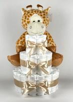 Luiertaart Kraamcadeau neutraal jongen meisje giraffe beige, Kinderen en Baby's, Kraamcadeaus en Geboorteborden, Nieuw, Ophalen of Verzenden