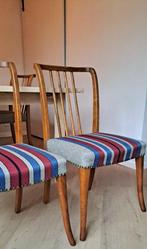 Eetkamerstoelen, set van 4! mid century / vintage/Deens., Ophalen, Hout, Bruin, Zo goed als nieuw