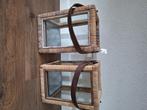 2 windlichten glas met riet hoogte 30cm breedte 20cm, Ophalen of Verzenden, Gebruikt