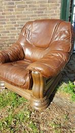 Eiken leder FAUTEUILS LEDER met bank, Huis en Inrichting, Ophalen, Gebruikt, 75 tot 100 cm