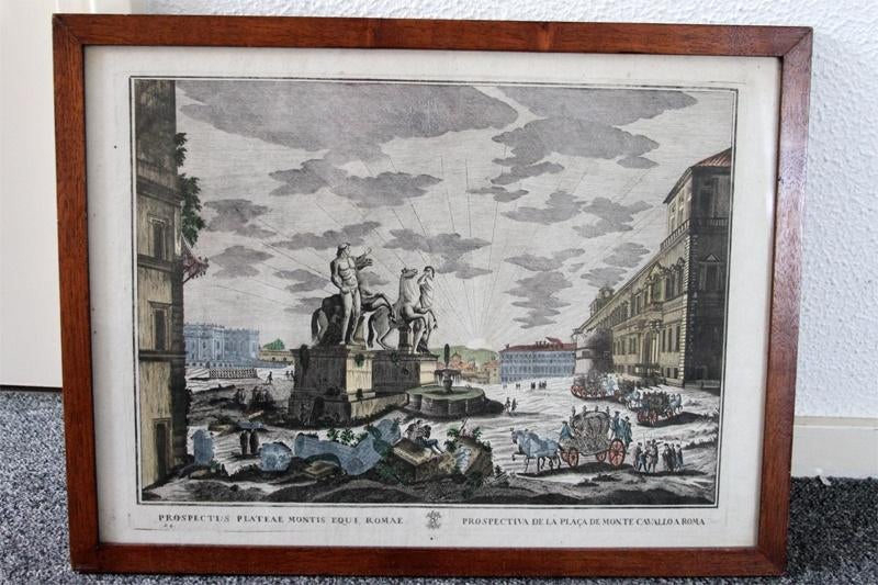 gravure 18de eeuw Rome Castor en Pollux, Antiek en Kunst, Kunst | Etsen en Gravures, Ophalen of Verzenden