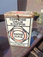Groot, oud winkelblik Koffie HAG., Verzamelen, Blikken, Ophalen of Verzenden, Gebruikt, Koffie, Overige merken
