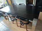 Teakhouten eettafel met RVS poten., Huis en Inrichting, Tafels | Eettafels, Ophalen, 100 tot 150 cm, Teakhout, 200 cm of meer