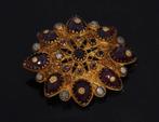 Granaat ster antieke 14k gouden broche Friesland 19e eeuws, Verzenden, Goud, Broche, Met edelsteen