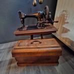 Antieke Singer naaimachine met houten kist, Ophalen of Verzenden