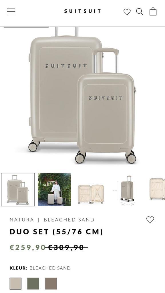 Nieuw! Suitsuit Kofferset Natura bleached sand, Sieraden, Tassen en Uiterlijk, Koffers, Nieuw, Hard kunststof, 70 cm of meer, 45 tot 55 cm