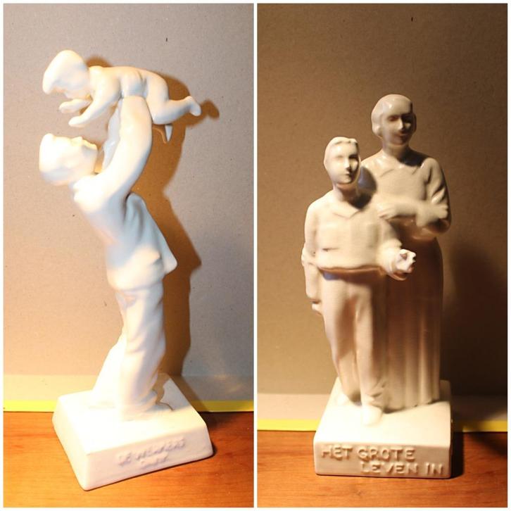 Zuid-Holland Gouda PZH  plateel vormstukken FNV 1938 en 1939, Antiek en Kunst, Antiek | Keramiek en Aardewerk, Ophalen of Verzenden