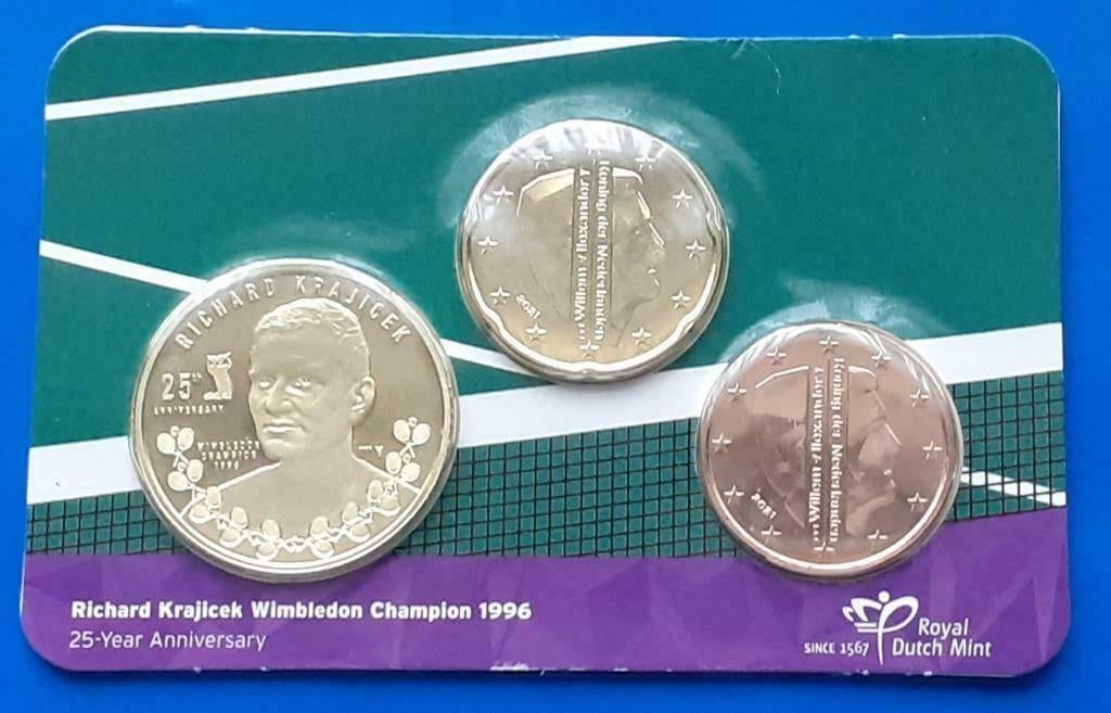 Richard Krajicek Wimbledon jubileum in coincard, Postzegels en Munten, Munten | Nederland, Verzenden, Koning Willem I, Euro's