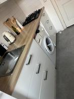 Keuken wit glans met houten blad, Huis en Inrichting, Keuken | Complete keukens, Ophalen, Gebruikt, Overige materialen, Wit