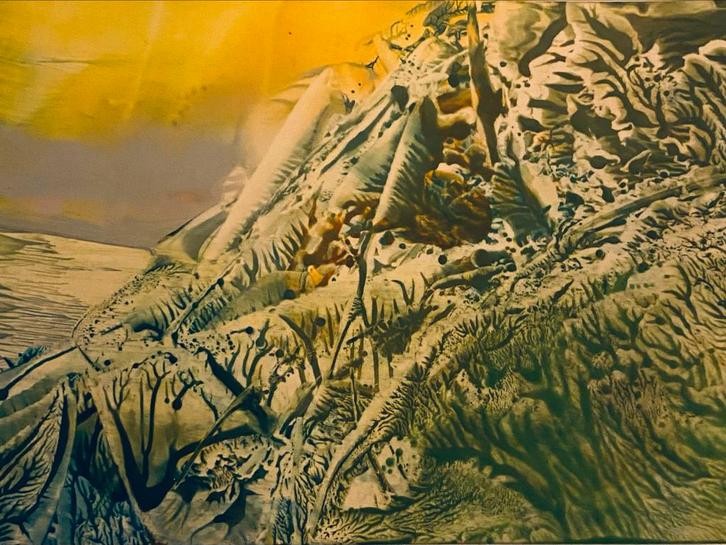 Bijenwas Schilderij - Abstract Landschap, Antiek en Kunst, Kunst | Schilderijen | Klassiek, Ophalen of Verzenden