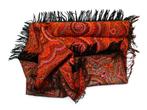 Antiek wollen worteldoek met paisley patroon 100 x 100 cm., Antiek en Kunst, Antiek | Kleden en Textiel, Ophalen of Verzenden