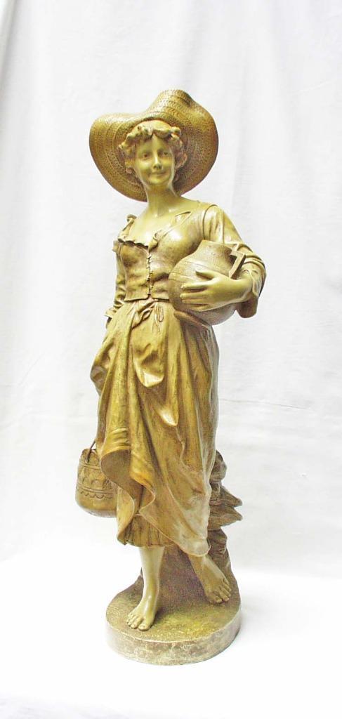Art Nouveau Beeld - Goldscheider - E.Tell - H 67 cm., Antiek en Kunst, Kunst | Beelden en Houtsnijwerken, Ophalen of Verzenden
