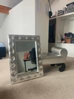 Spiegel met Chaise Longue - Zilver & Diamant, Ophalen, Minder dan 50 cm, Gebruikt, Minder dan 100 cm