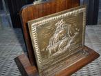 Vintage/antieke nautisch brievenhouder van messing en hout., Ophalen of Verzenden